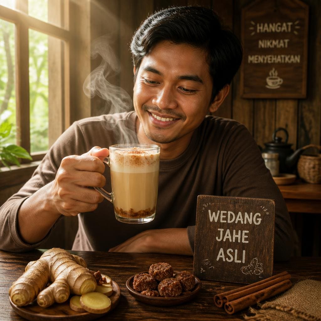 Wedang Jahe Asli + Susu Warkop 3D